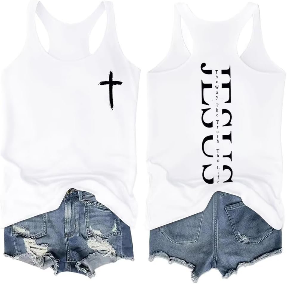 Christian Racerback Tank for Women Jesus Religious Sayings Tank Tops