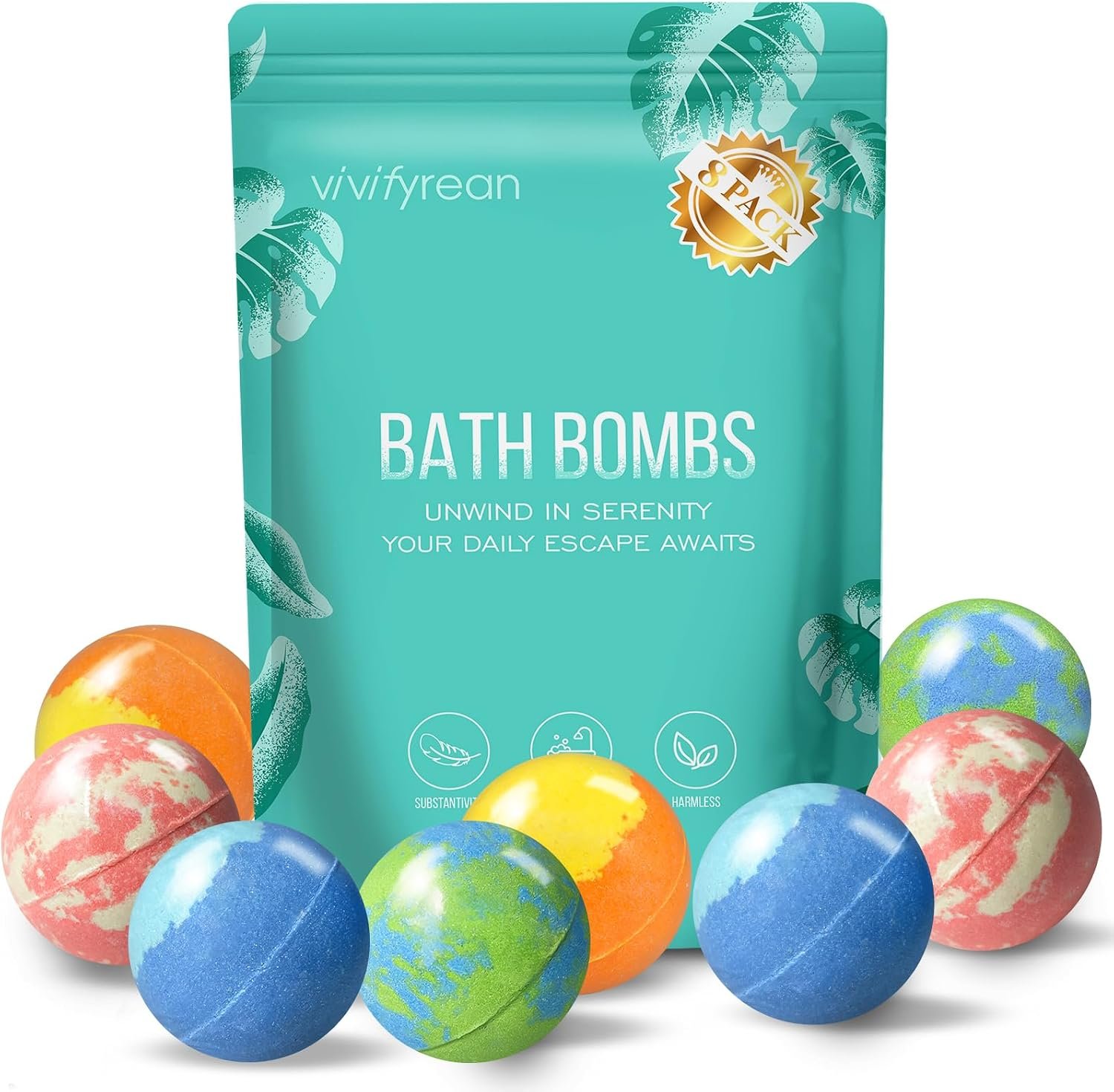 Halloween Bath Bombs for Women & Men, 8pcs Individually Wrapped in Gift Bag