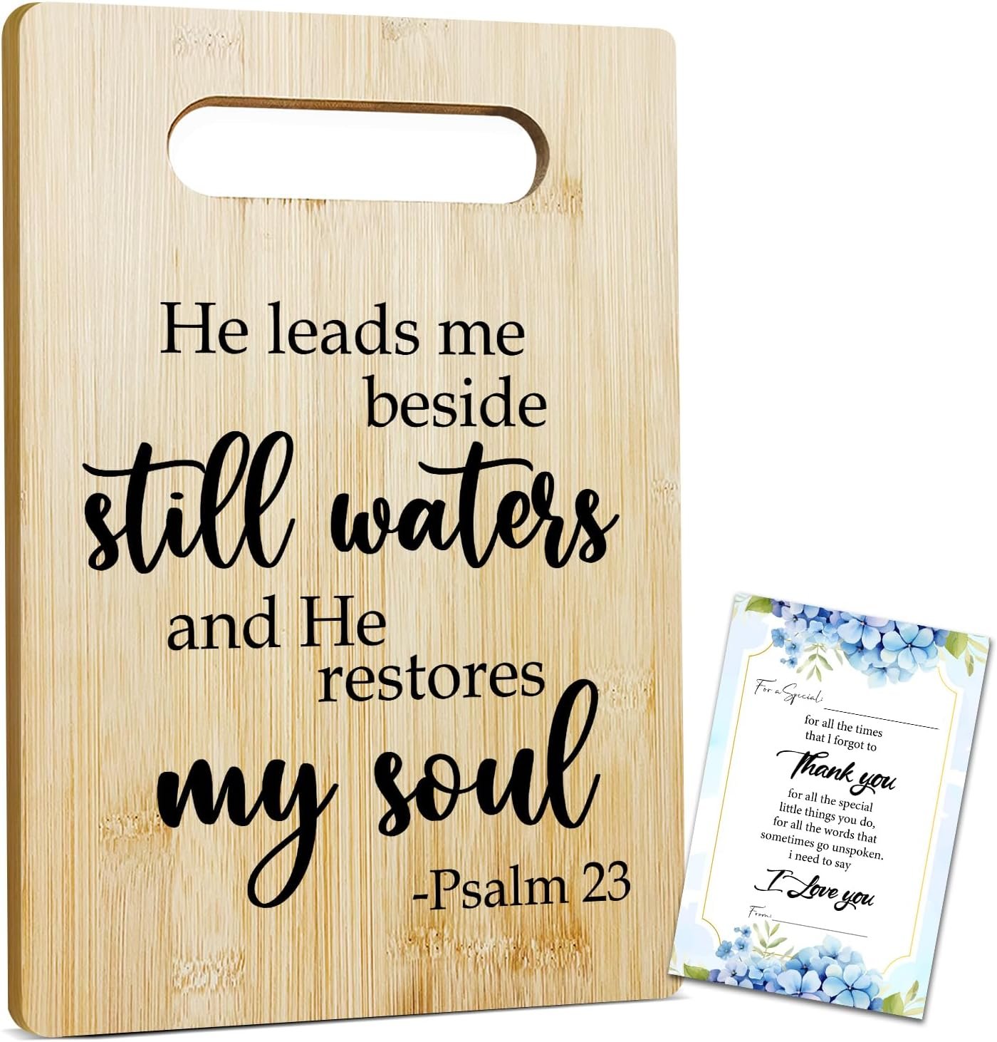 Christian Kitchen Decor, Psalm 23 Bamboo Cutting Board, Bible Verse Charcuterie Boards, Christmas Housewarming Gift for Women Friends Mom -019