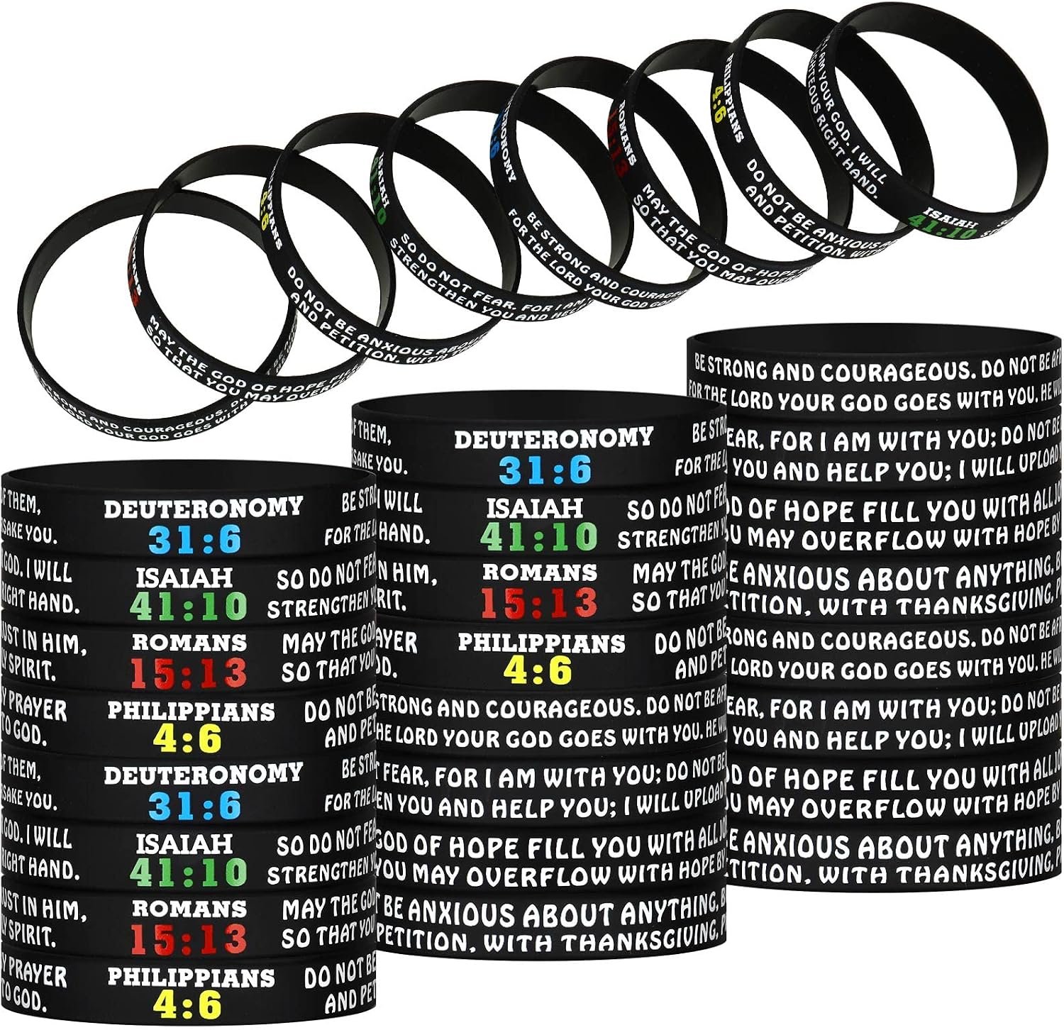 Sumind 32 Pieces Scripture Bracelets Bulk, Bible Wristbands Fade Resistant