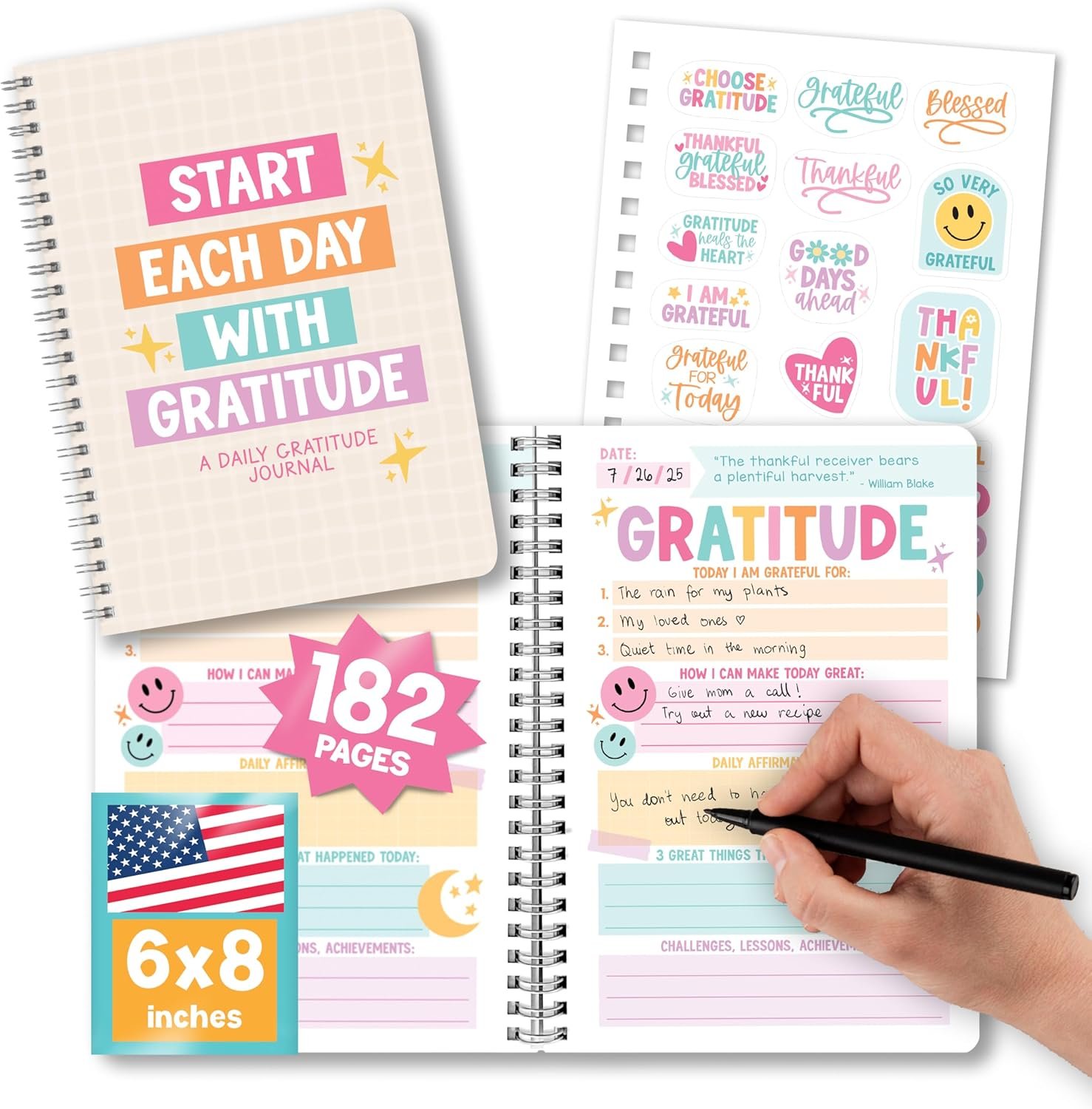 Hadley Designs Daily Gratitude Journal for Women with Prompts