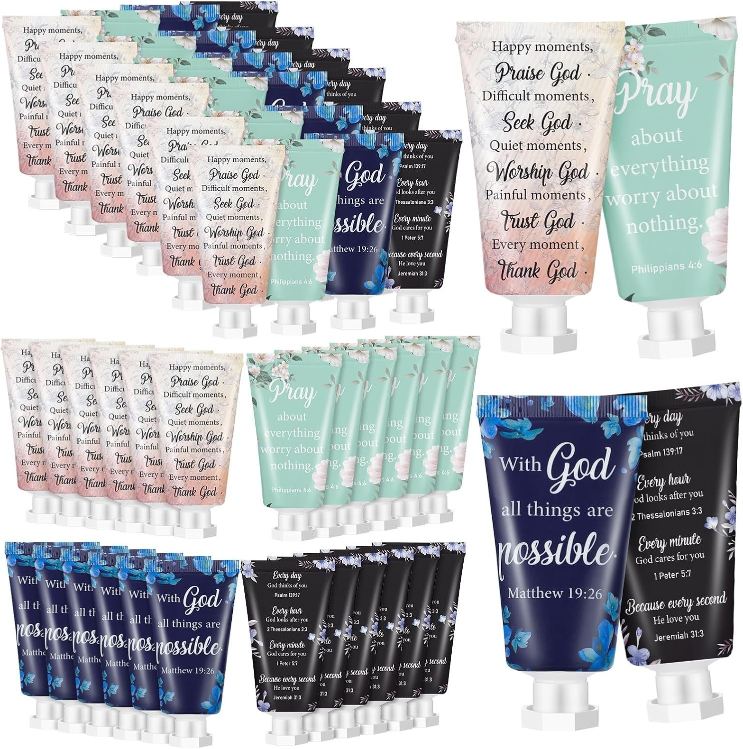 48 Pcs Christian Hand Cream Bulk, Mini Travel Size Bible Verse