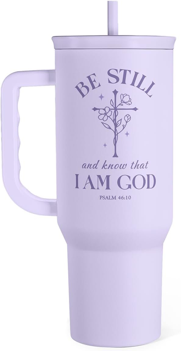 SANDJEST Christian Gift for Women – Insulated Stainless Steel Tumbler with Handle and Straw – Religious Inspirational Gifts for Birthday Christmas, 40oz