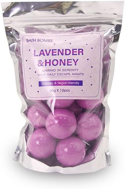 12 Bath Fizzies, Lavender & Honey Bath Bombs for Women Gift Set, Birthday Gifts for Women, Girls, Relaxation Home SPA Bubble Bath, Self Care for Wife, Mother, Girlfriend,Mother’s Day Basket Stuffers