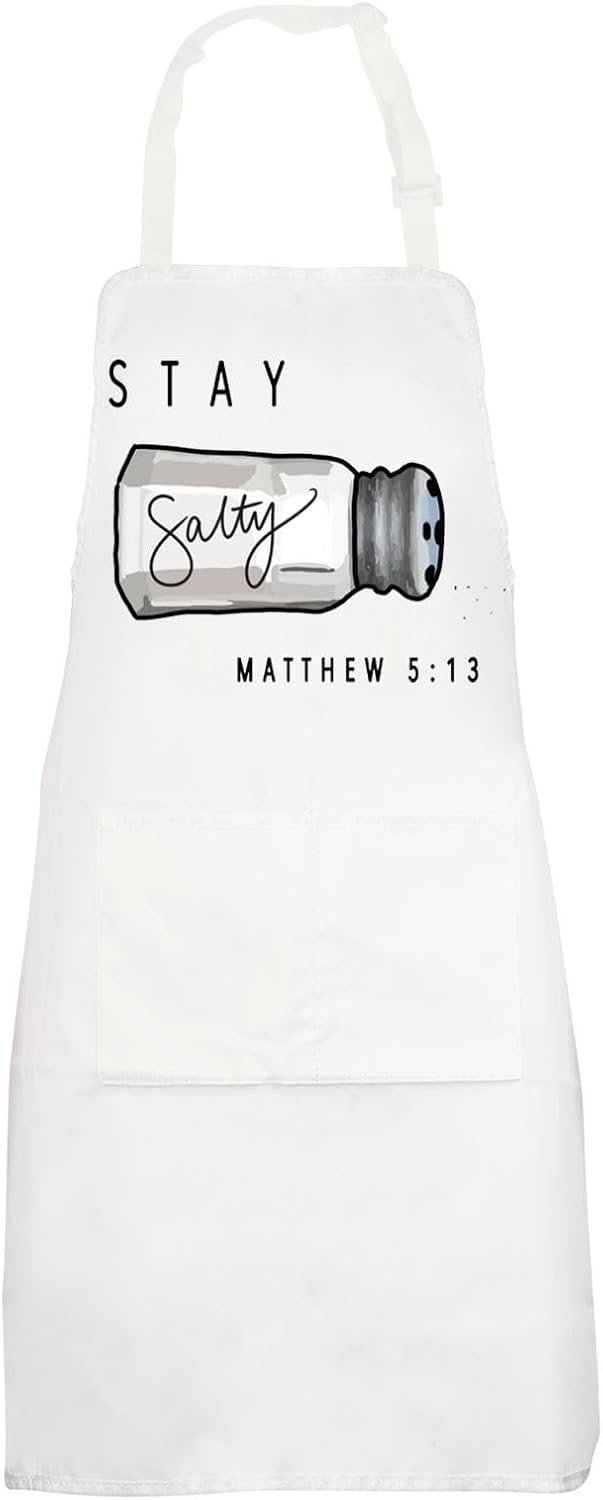 G2TUP Bible Verse Apron Stay Salty Matthew 5:13 Gifts Beach Life Faith Apron Religious Aprons Christian Aprons