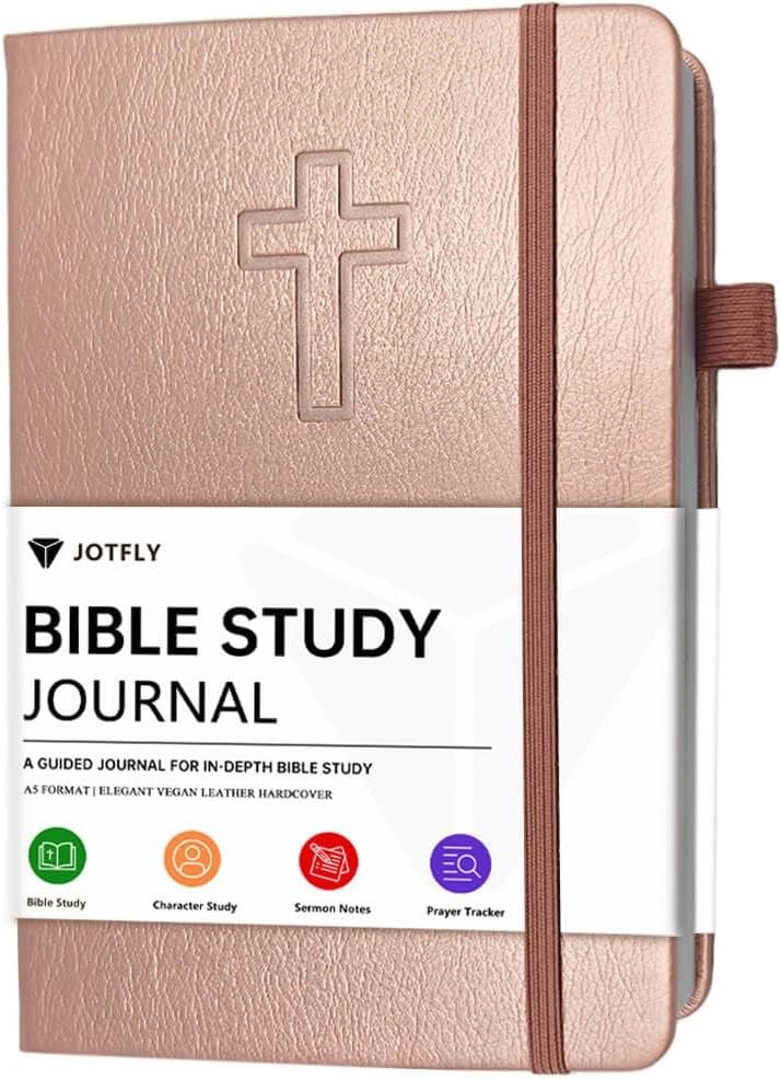 Bible Study Journal – Church Notes Notebook for Note Taking & Reflection – Guided Bible Study Notebook – Faith-Based Religious Gifts & Bible Study Supplies (Rose Gold)