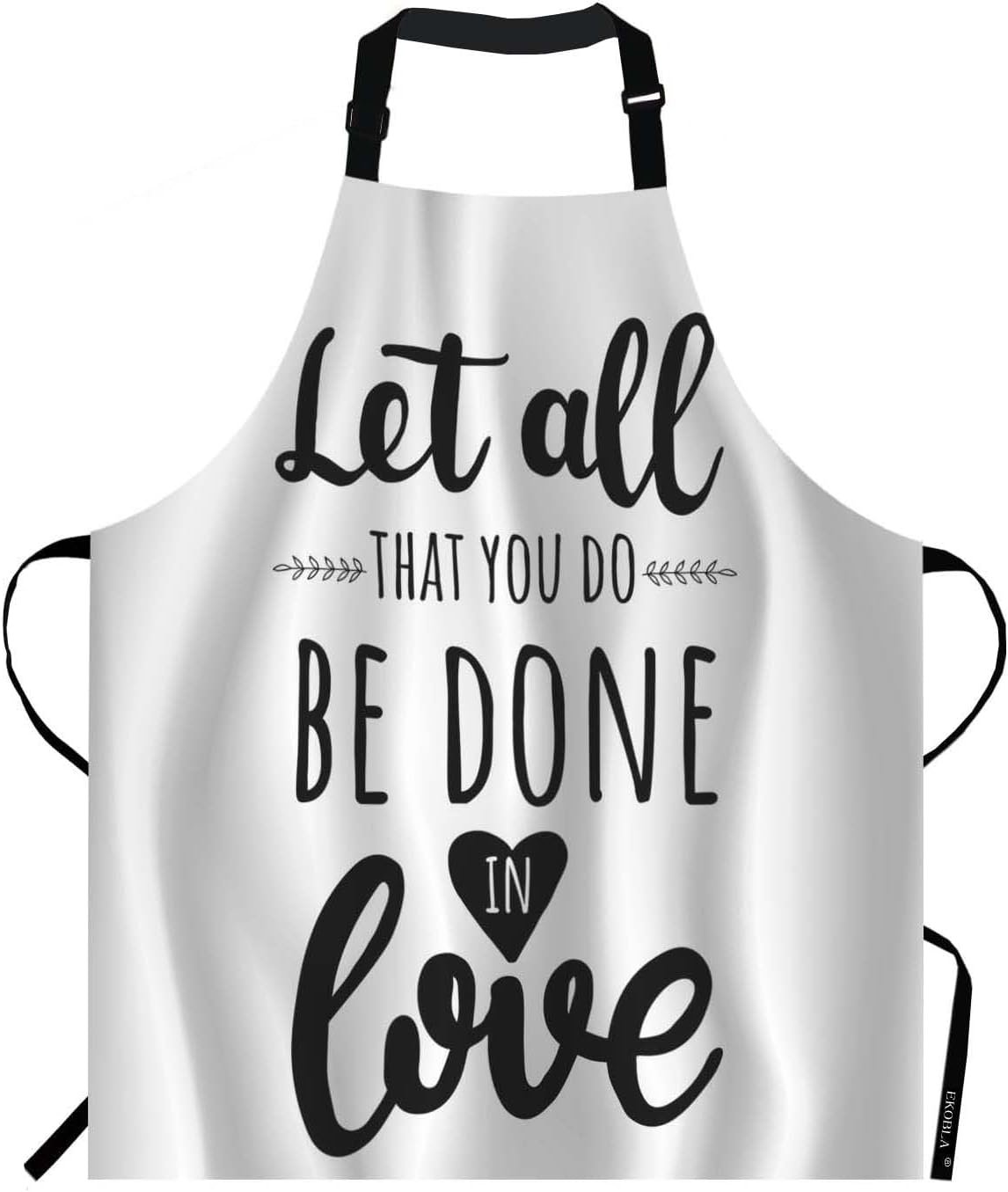EKOBLA Let All That You Do Be Done In Love Aprons Motivational Bible Quote Christian Verse Waterproof Resistant Chef Cooking Kitchen BBQ Adjustable Aprons for Women Men 27×31 Inch
