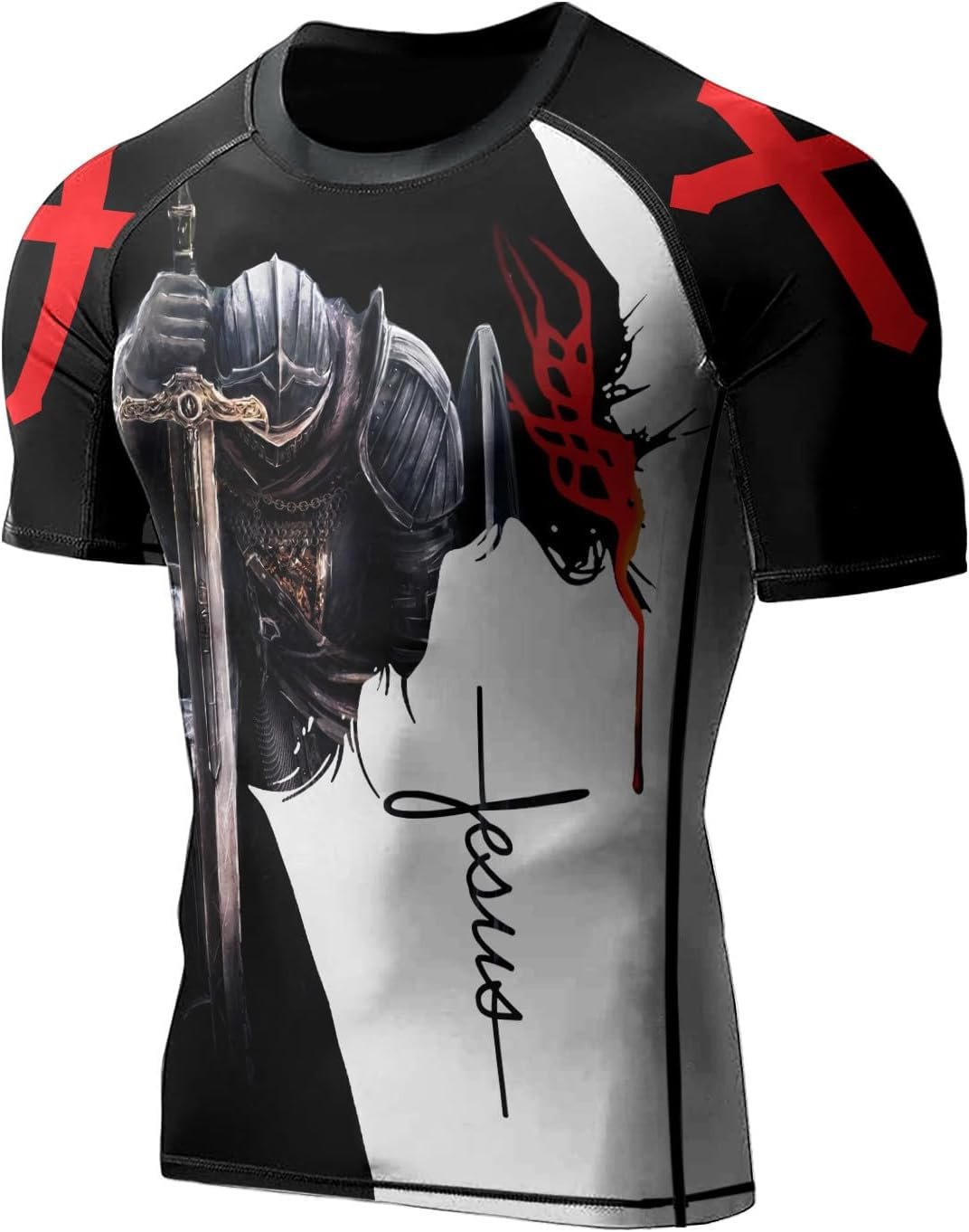 HYPEWAVE Viking Print 3D Never Fade Rash Guard Men, Ultra Soft Compression Shirt UPF 50+ Stretchable Fabric Gift BJJ