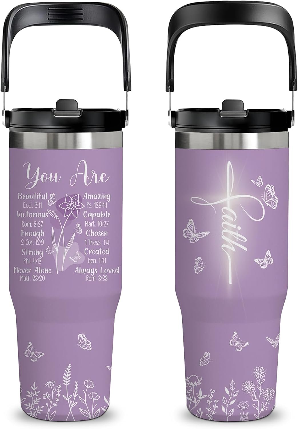 30oz Christian Insulated Tumbler with Handle, Gifts for Women Mom Daughter