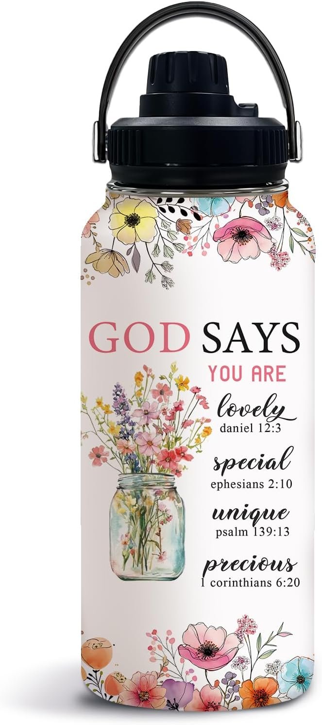 Christian 32oz Water Bottle, with Handle Lid Bottle, Insulated Cup