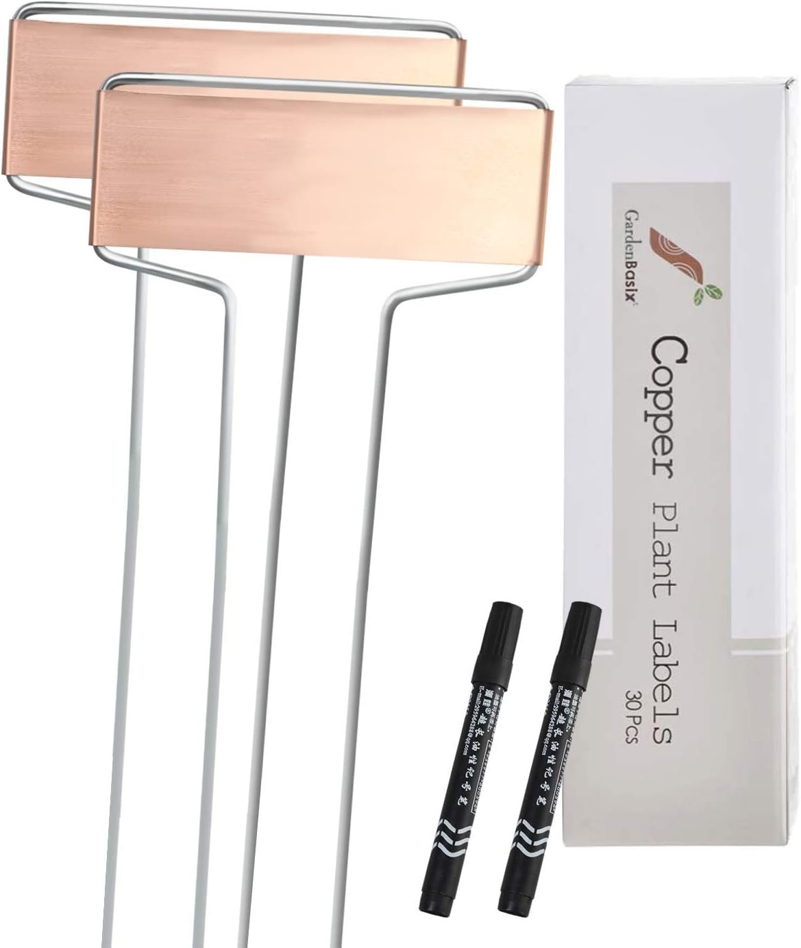 30 Copper Garden Plant Tags Planting Labels Reusable Gardening Markers with 2 Marker Pens for Patio Vegetable Herbs Flowers Nursery Seeding 10.8”
