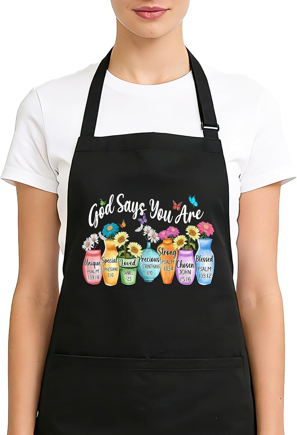 Cute Aprons for Women with 2 Pockets, Chef Apron for Baking Cooking, Kitchen Gifts for Mom Wife Birthday Mothers Day