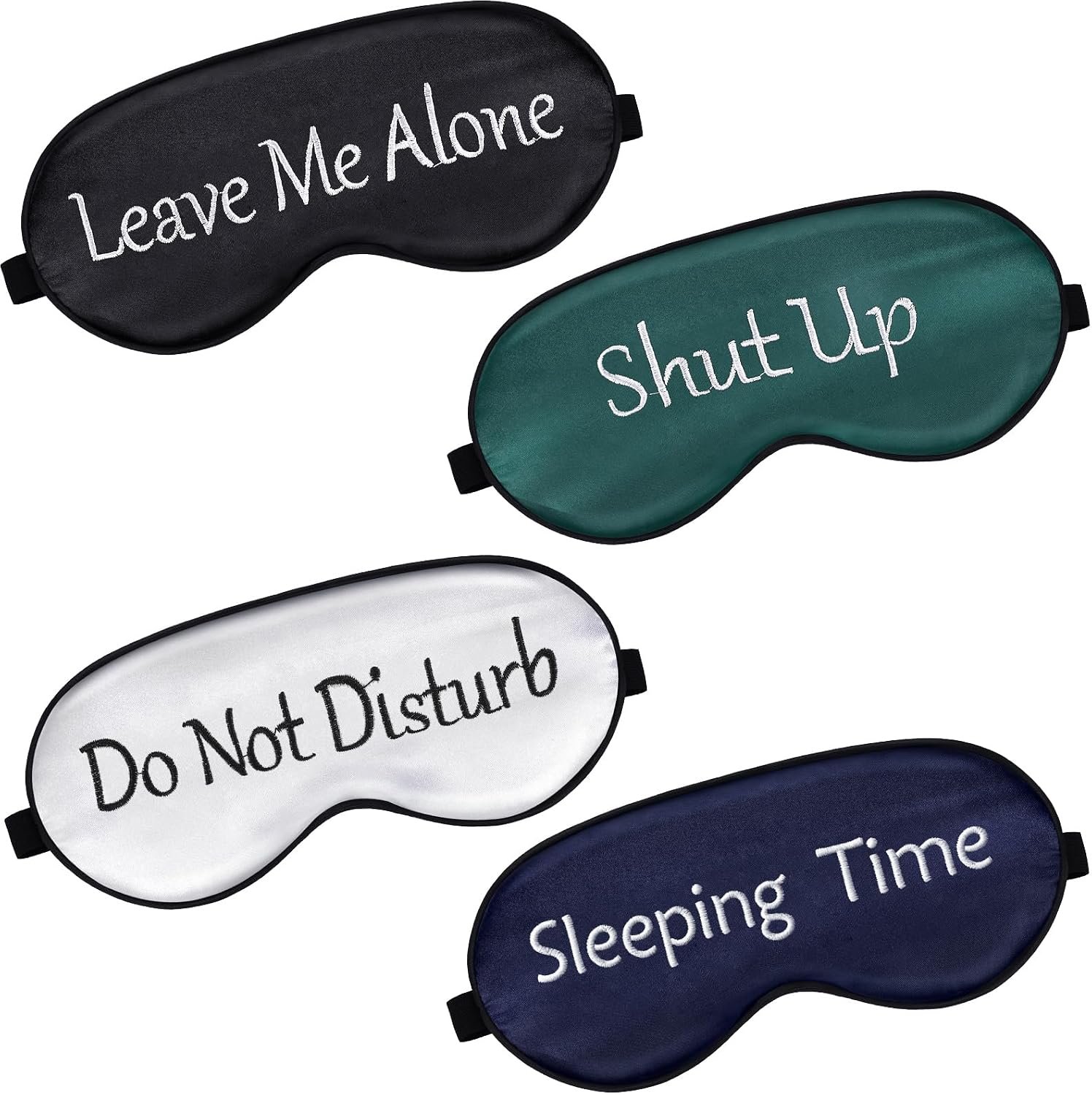 4 Pack Funny Eye Mask for Sleeping Blackout, Black, Green, Blue, White