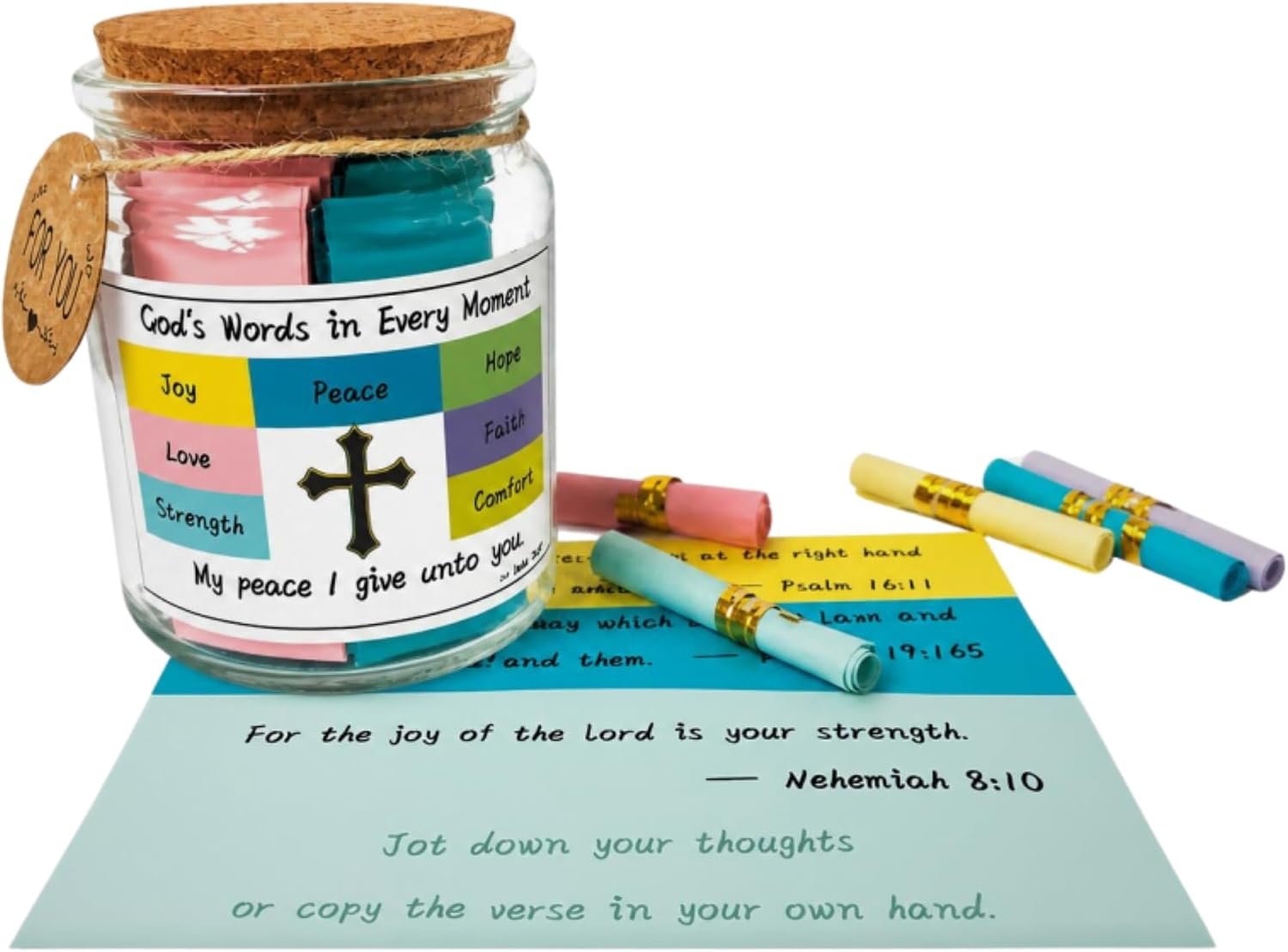 Bible Verse Jar for Women – Large Print & Writeable Scripture Strips
