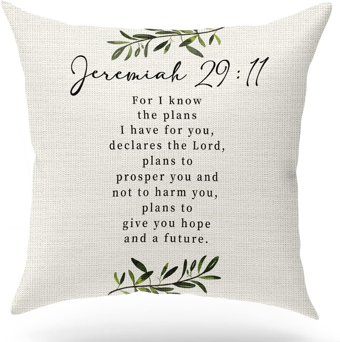 Bible Verse Throw Pillow Cover Cushion Case, Blessing gift, Scripture Art, Scripture Sayings, Bible Quote, Jeremiah 29:11, Church Gifts, Sofa Bed Living Room Porch Decoration, 18×18 Inch(GMS702)