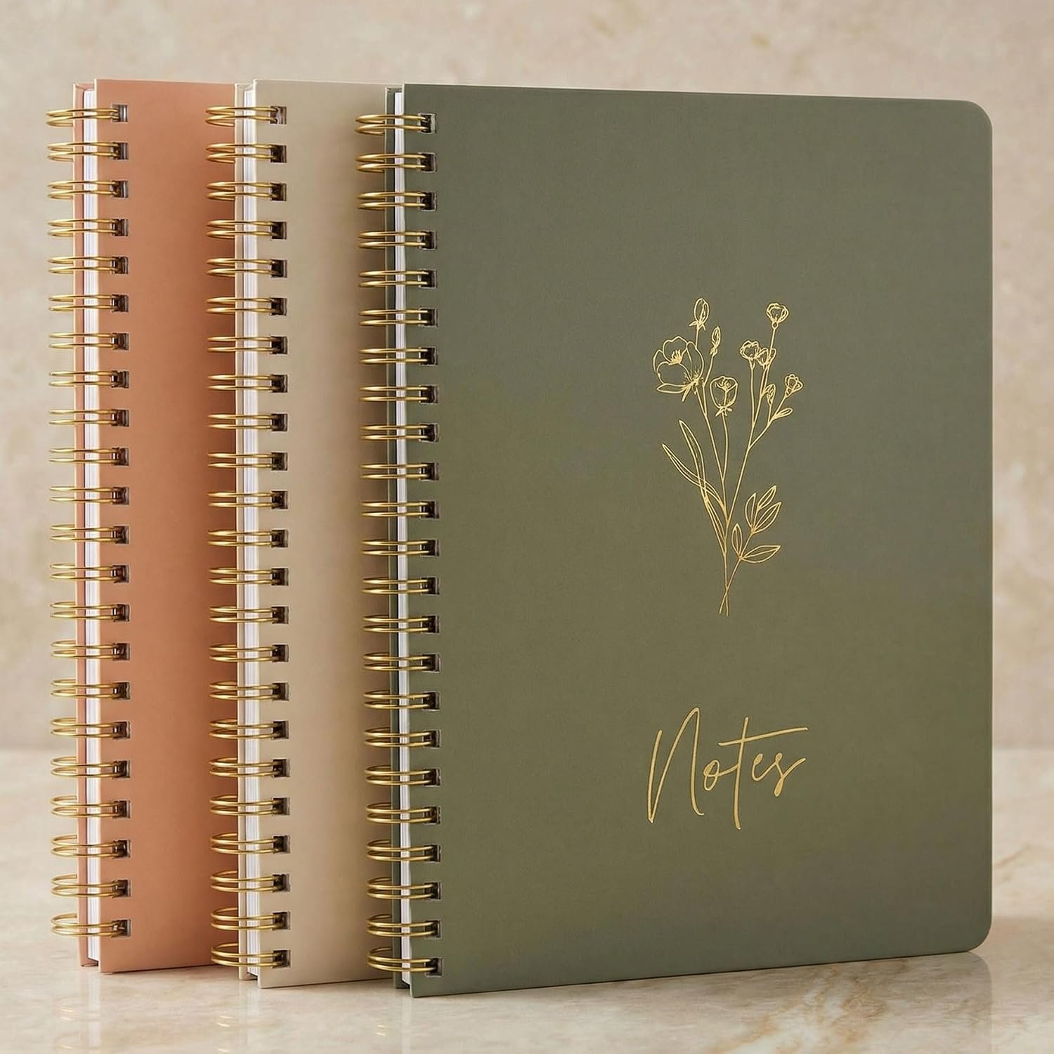 Aesthetic Spiral Notebook Set of 3 For Women – Cute College Ruled Journals