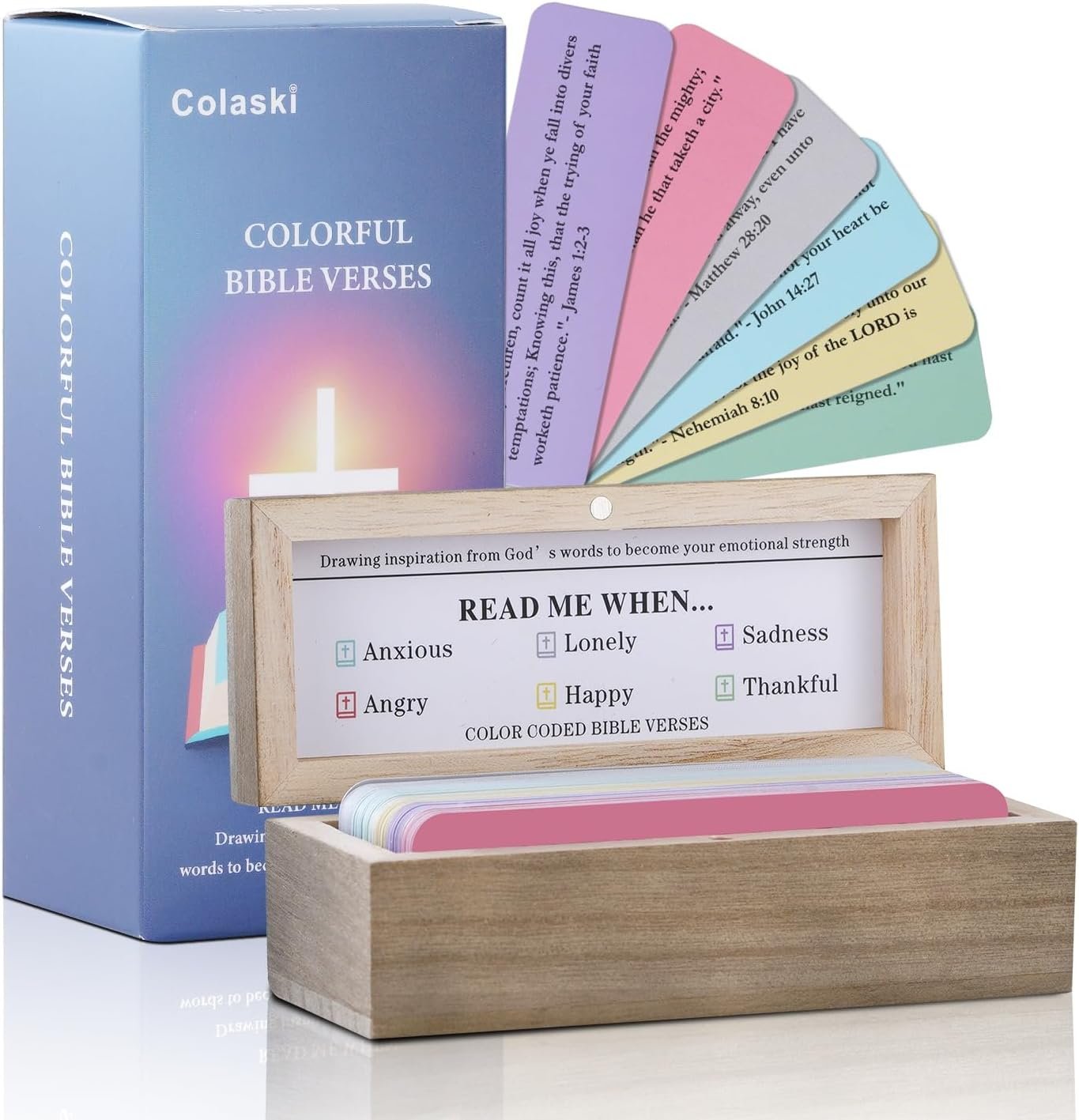 Bible Verse Cards Box Set, Upgrade Bible Verse Jar, Read Me When Bible Verses Box for Daily Encouragement, Prayer & Reflection, Christian Bible Gifts For Women and Men