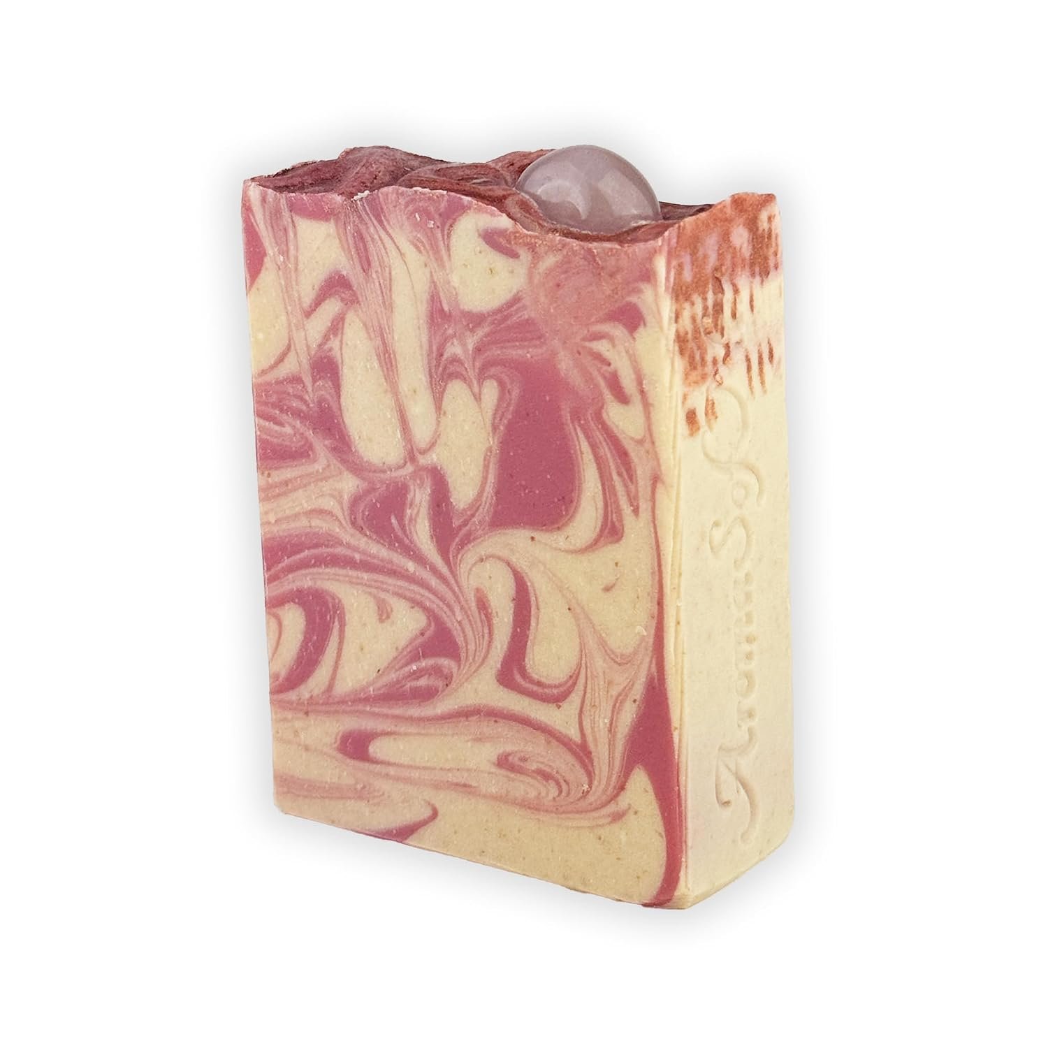 Goat Milk Soap Bar – Handcrafted Rose Quartz Soap with Real Gemstone Inside, Natural Moisturizing Body & Face Cleanser (5oz)