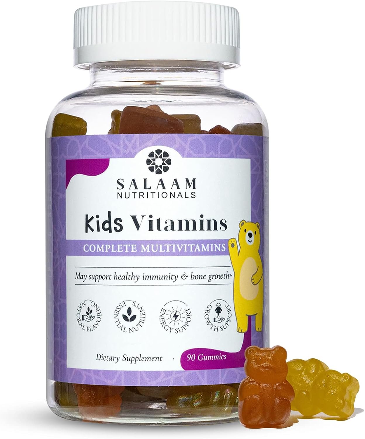 Salaam Nutritionals – Multivitamins, Multivitamins for Kids, Gummy Vitamins with 13 Essential Vitamins + Minerals, Bone and Immunity Support, 90 Count, 1 Pack