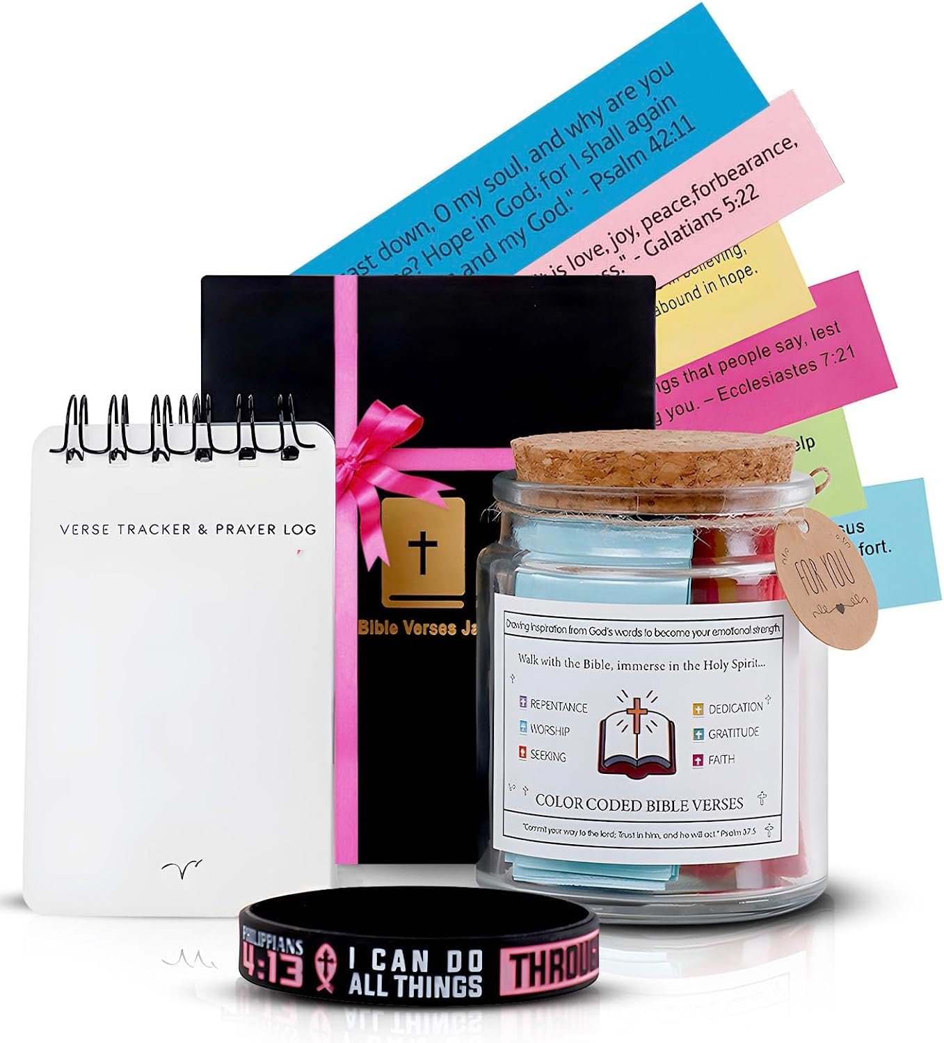 Bible Verse Jar – 90 Scripture & Affirmation Cards | Christian Gift, Christmas Gift, Fathers Day | Faith Jar for Women, Men, Mom, Dad, Friends | Daily Prayer, Encouragement & Inspiration