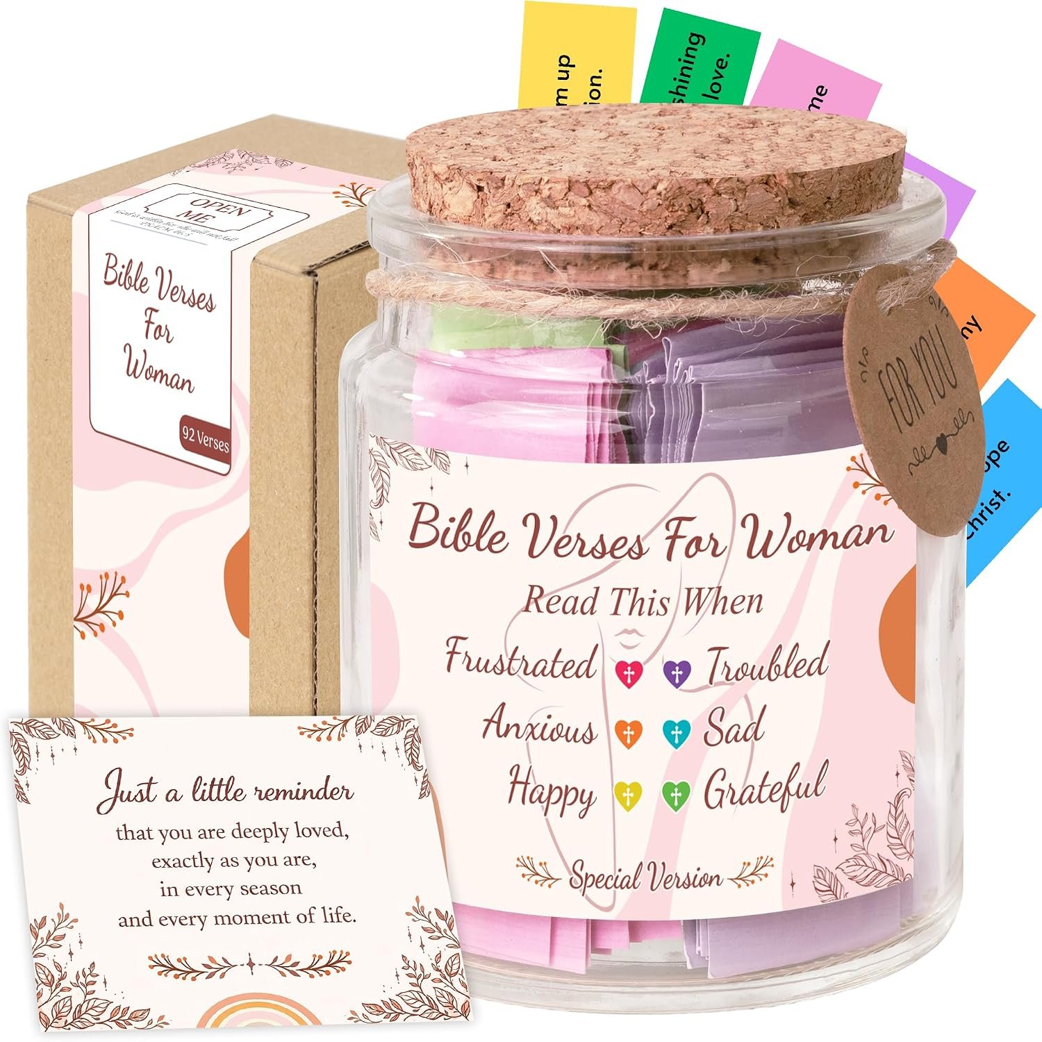 Bible Verses Jar for Women – Christian Gifts For Women, Color Coded Scripture Jar, Mothers Day Gifts For Mom