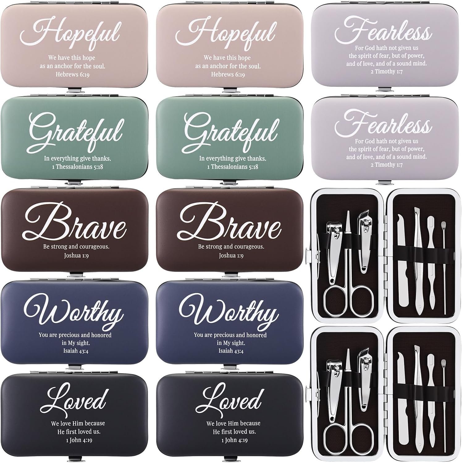 12 Set Christian Gift Bulk, Bible Verse Manicure Set