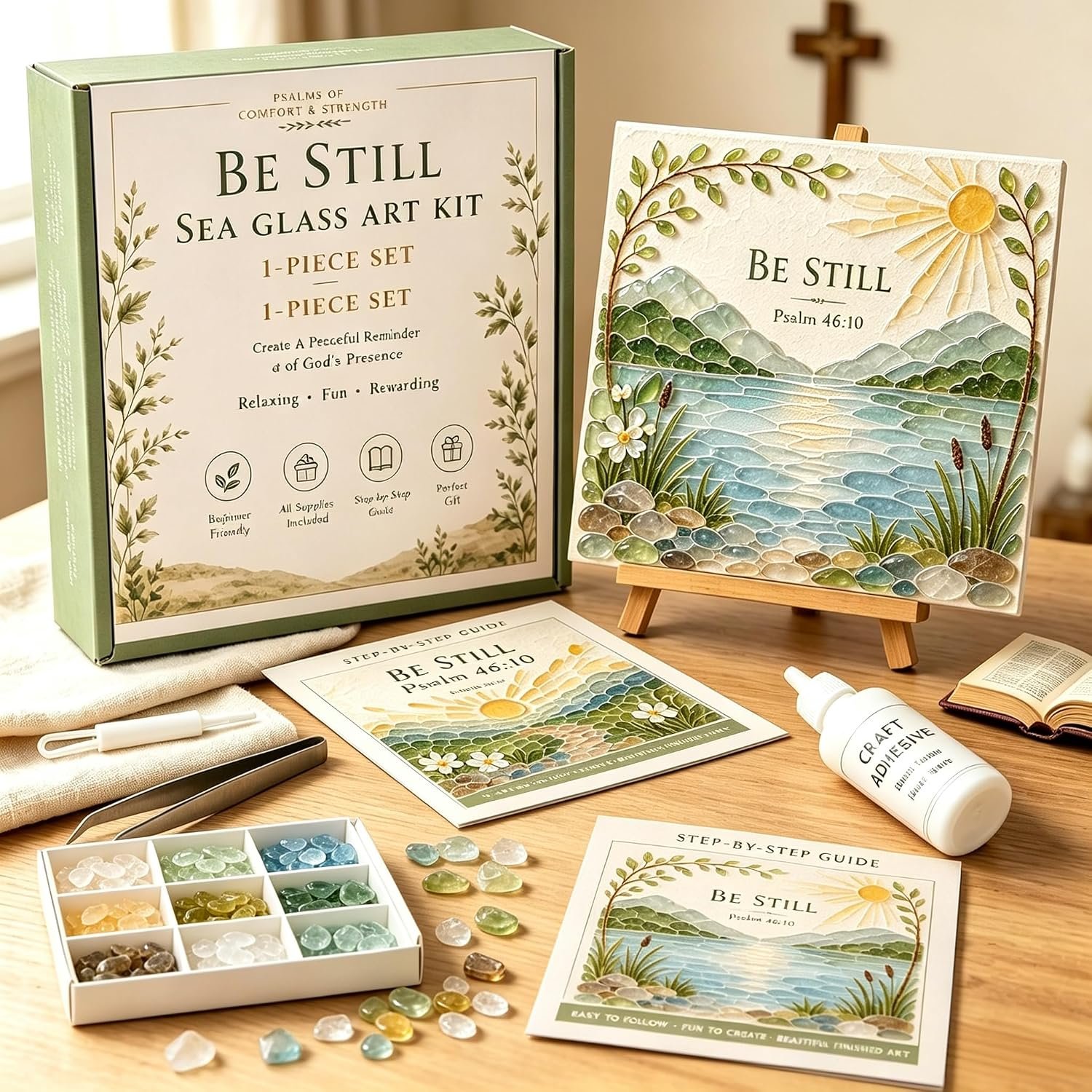 Psalms of Comfort & Strength Sea Glass Art Kit, Christian DIY Craft Kit
