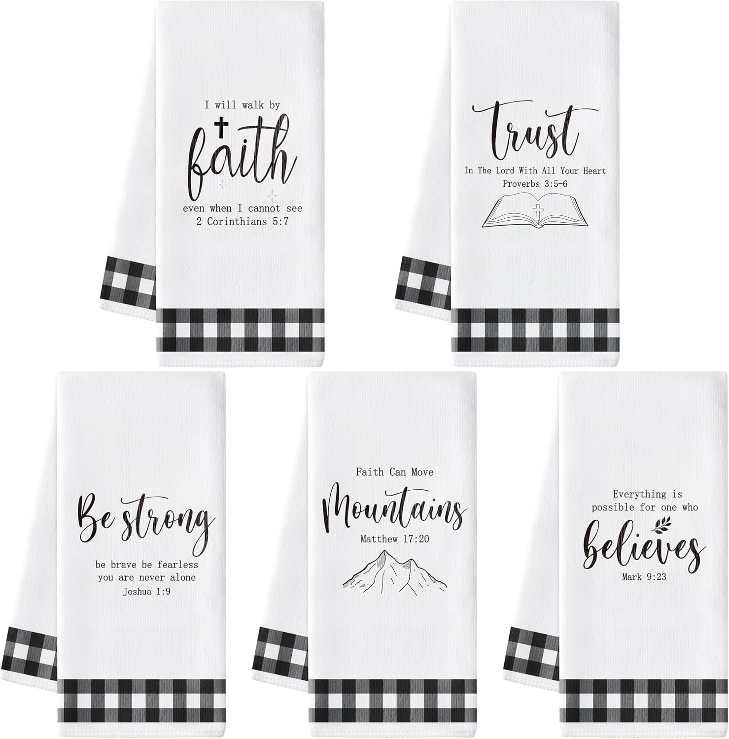 R HORSE 5 Pack Religious Christian Kitchen Dish Towels
