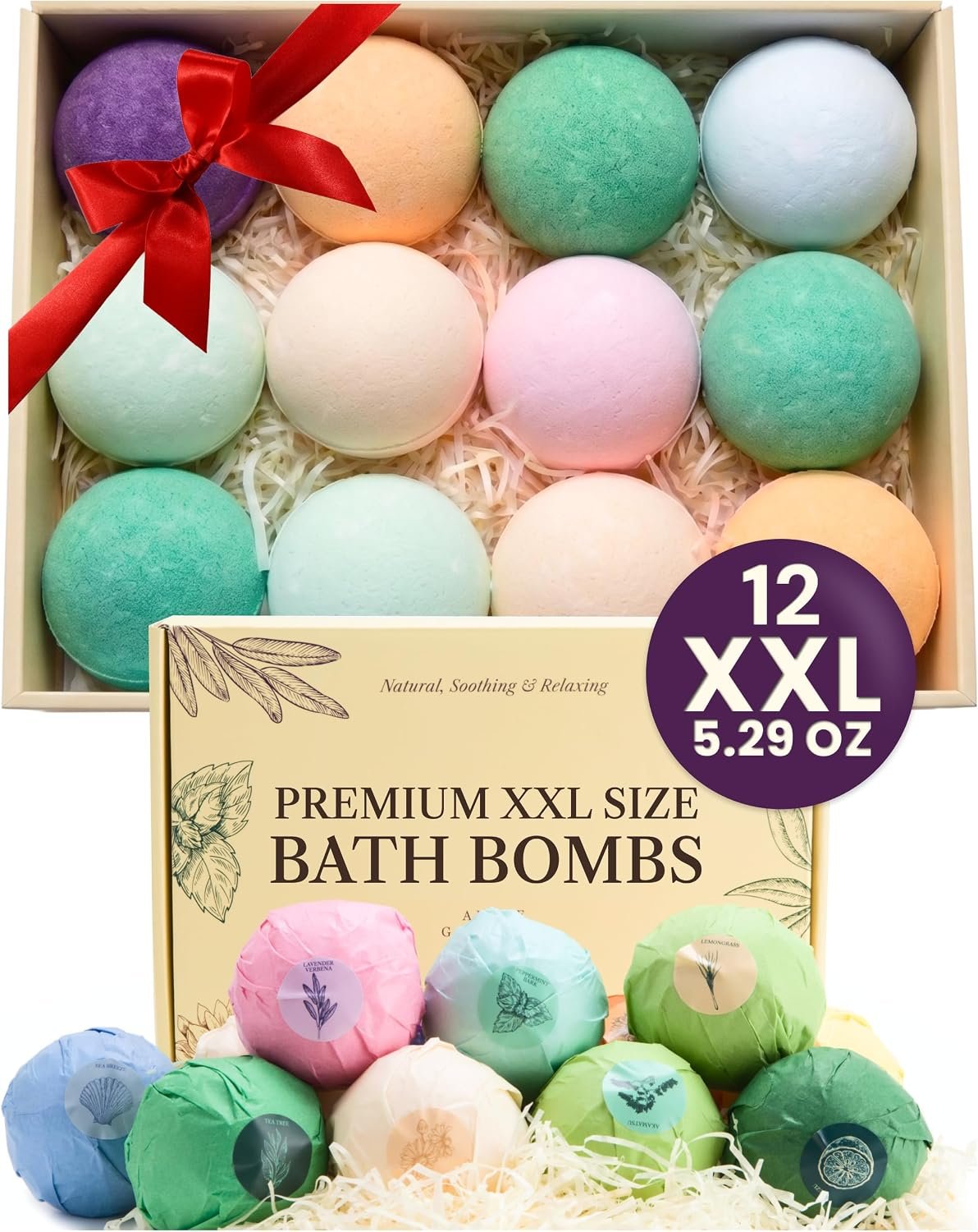 AdeleGourdain Large Bath Bombs for Women, XXL 12pc Birthday Gifts for Women