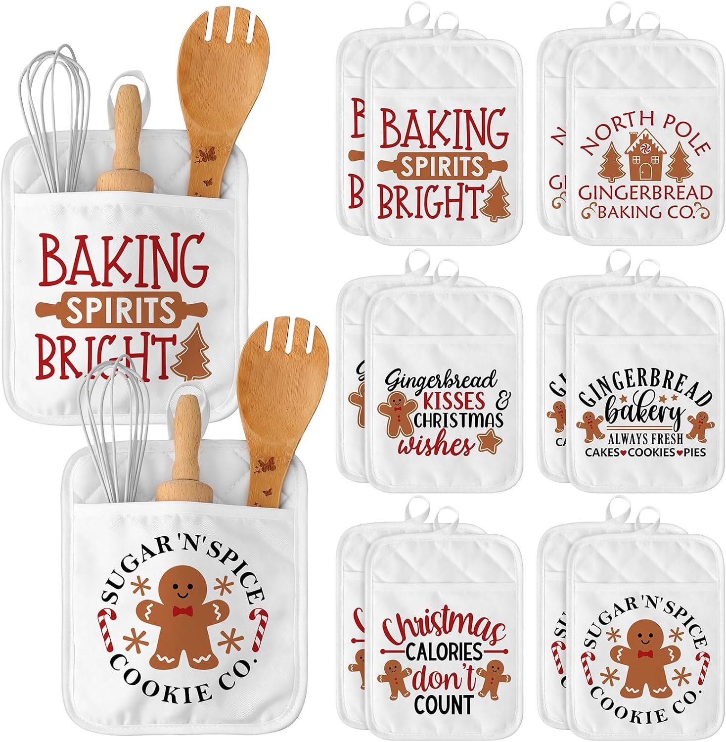 12 Pcs Christian Bible Verses Gifts Potholders, Gingerbread Man