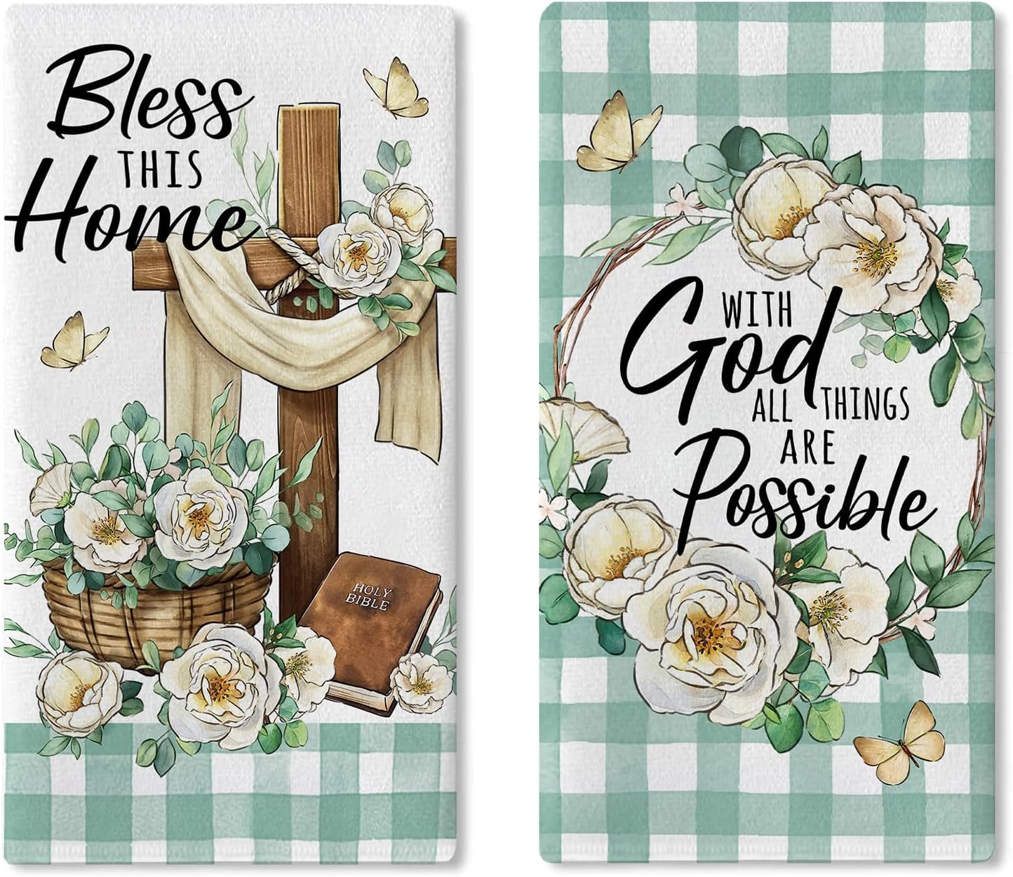 with God All Things are Possible Christian Kitchen Dish Towels