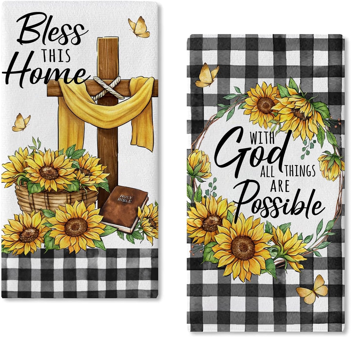 Seliem with God All Things are Possible Christian Kitchen Dish Towels