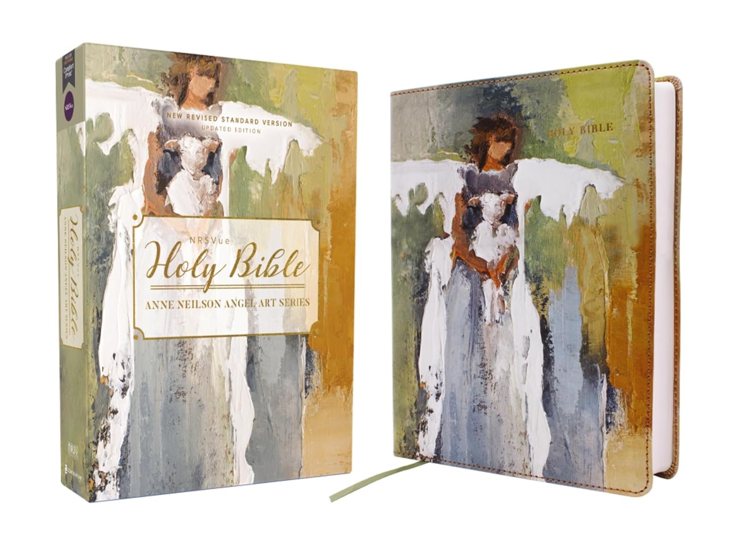 NRSVue, Holy Bible, Anne Neilson Angel Art Series, Double-Column Journal Edition, Leathersoft, Multi-Color, Comfort Print