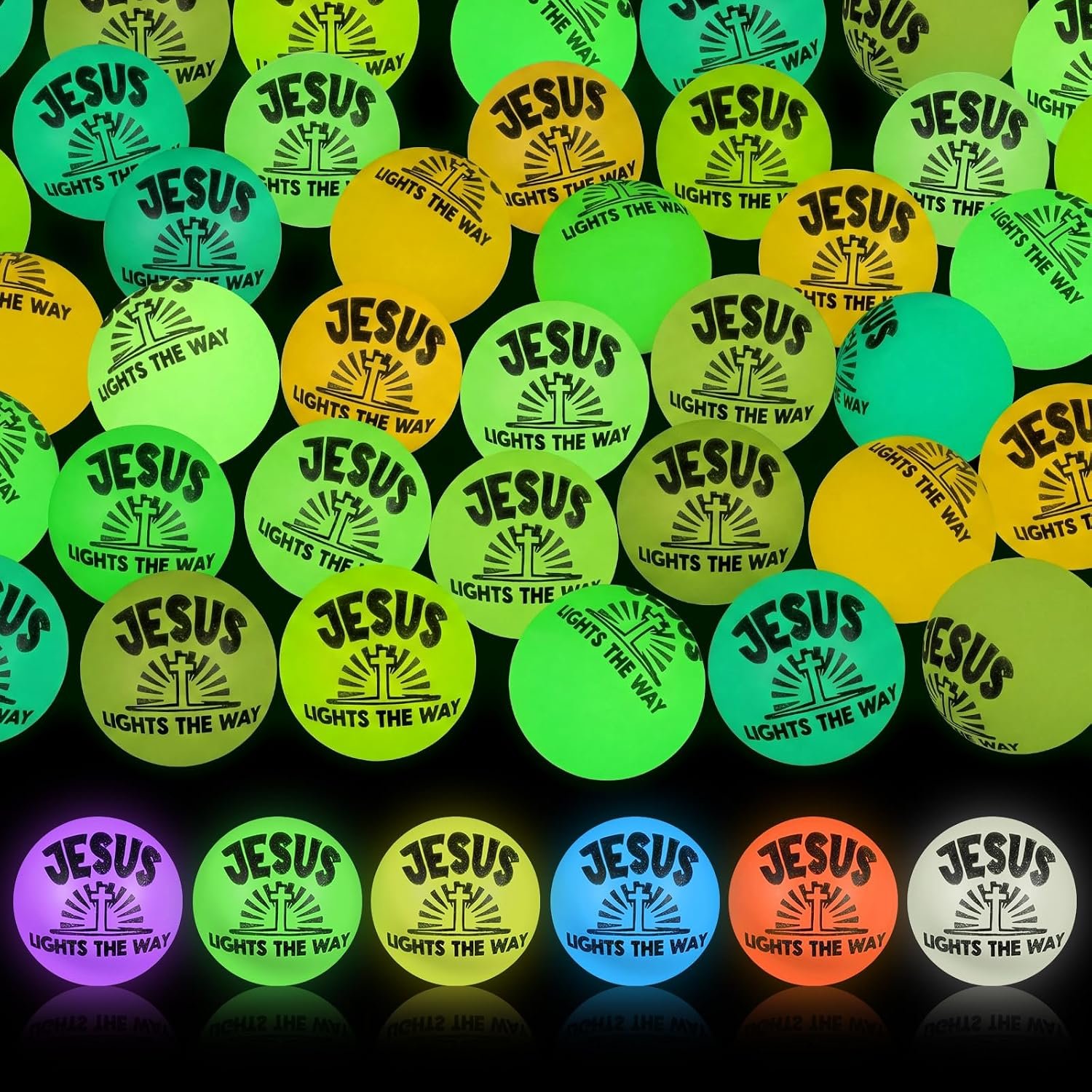 Hollowfly 100 Pcs Christian Glow in The Dark Bouncy Balls Religious Gift
