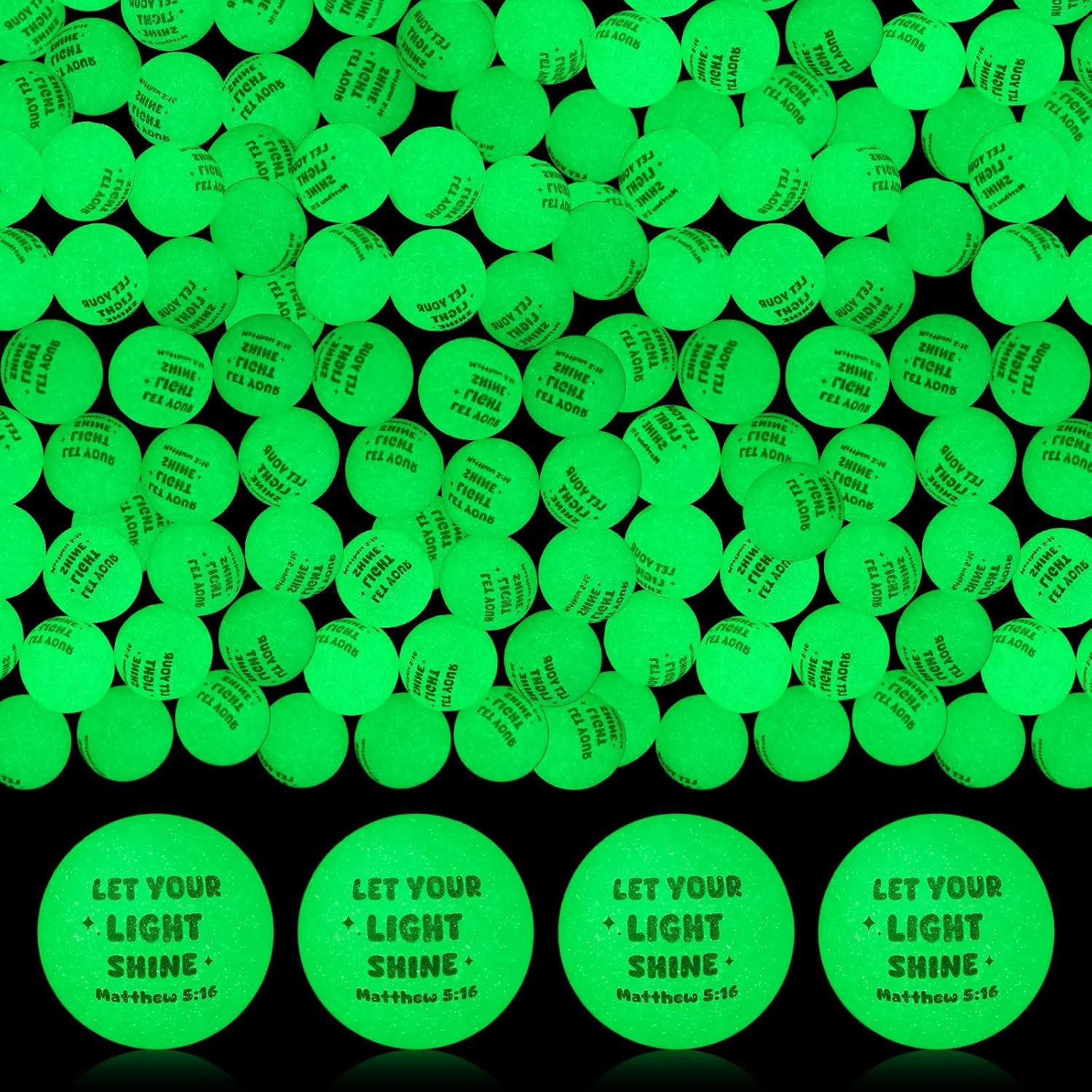 Seenelling 24 Pcs Christian Glow in the Dark Bouncy Balls