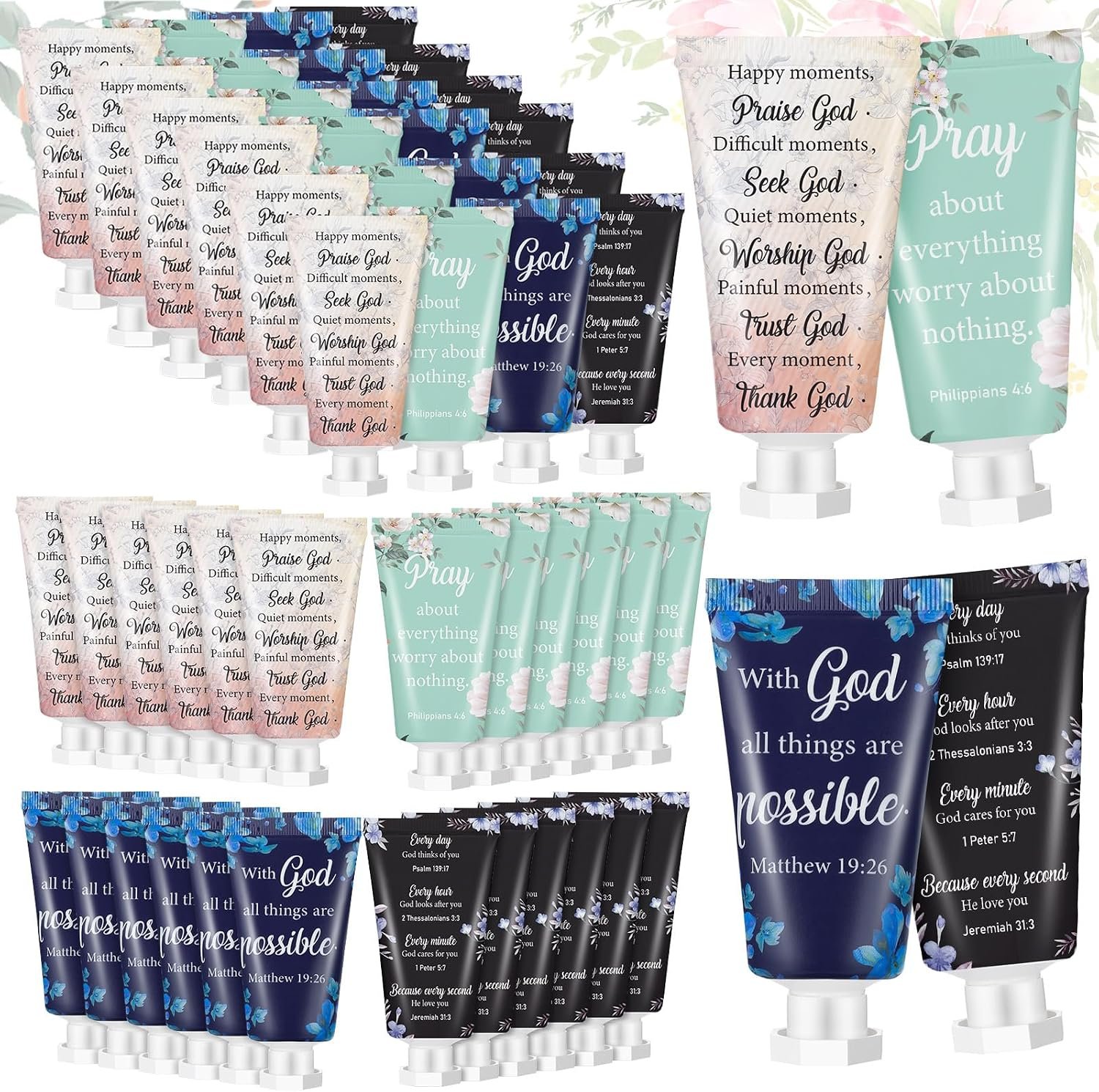12 Pcs Christian Hand Cream Bulk, Mini Travel Size Bible Verse
