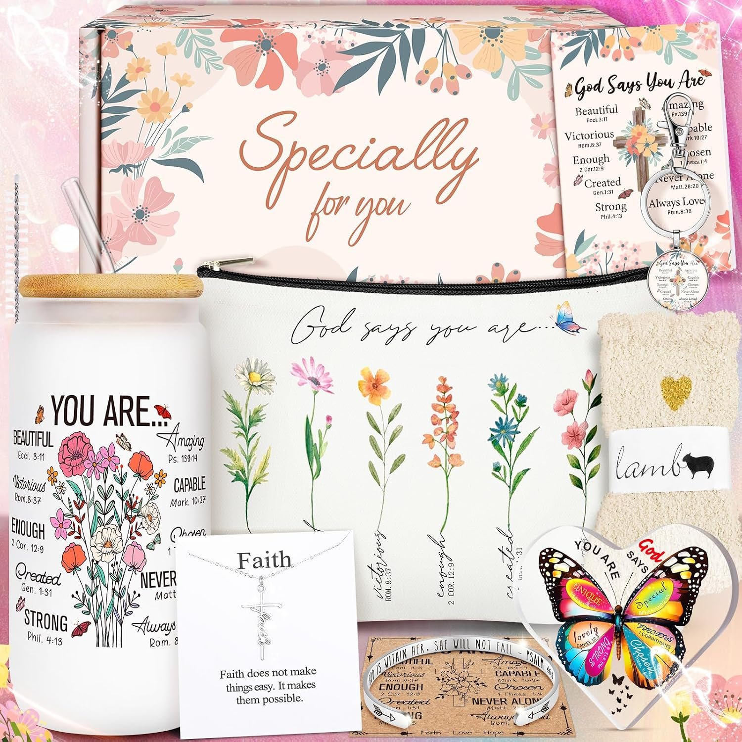 12PCS Christian Gifts for Women Faith,Inspirational Gifts for Women,Christian Birthday Gifts,Spiritual Religious Gifts, Get Well Soon Gifts for Mom,Friends,Sister,Wife,Girlfriends