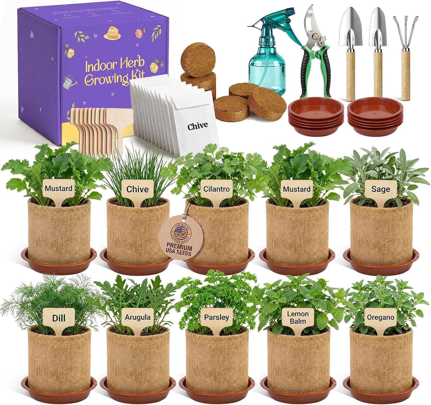 10-Herb Indoor Garden Kit, Complete Kitchen Herb Starter Set