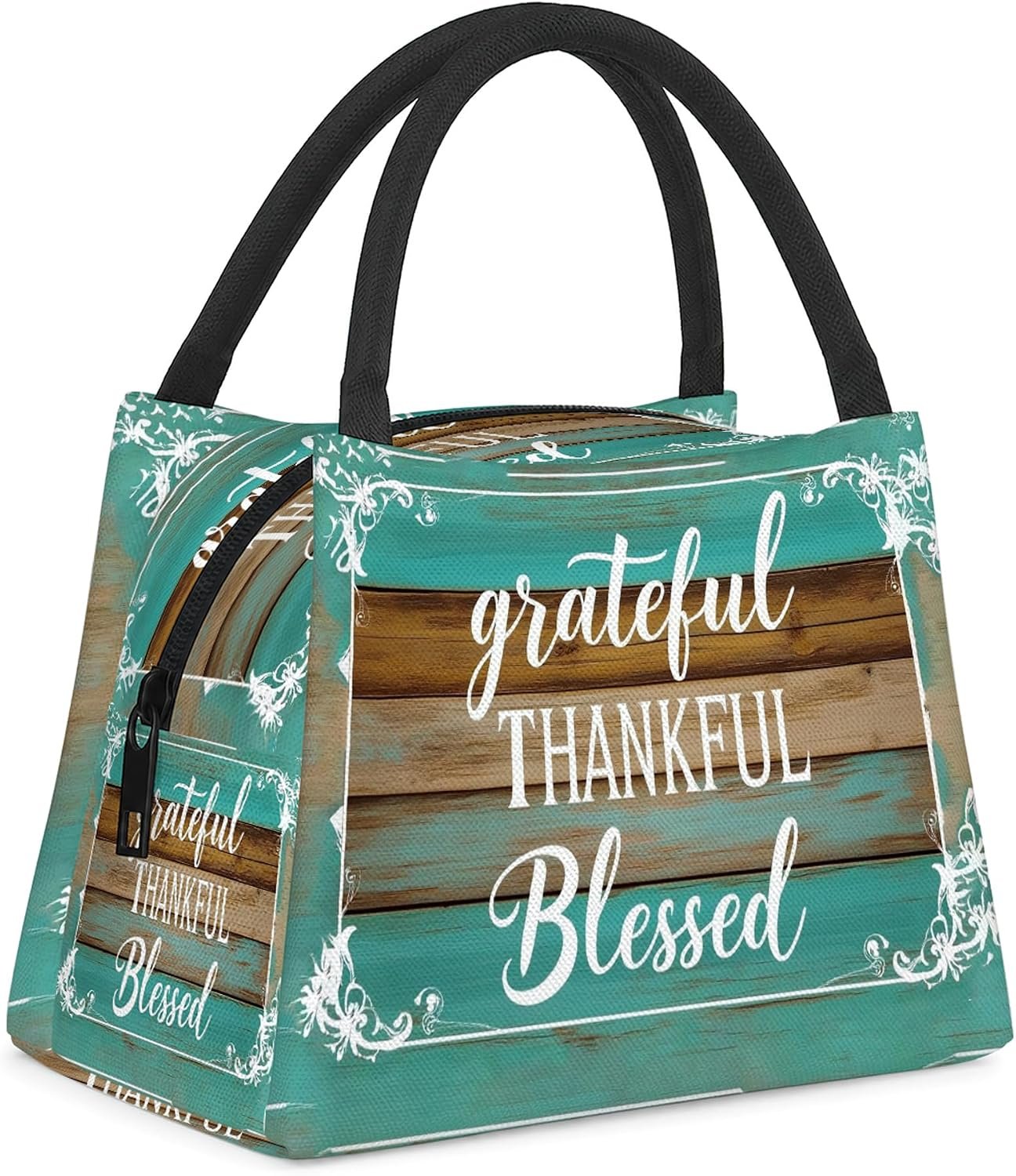 Blessed Lunch Bag for Women Girls, Insulated Lunch Tote Bag with Zipper