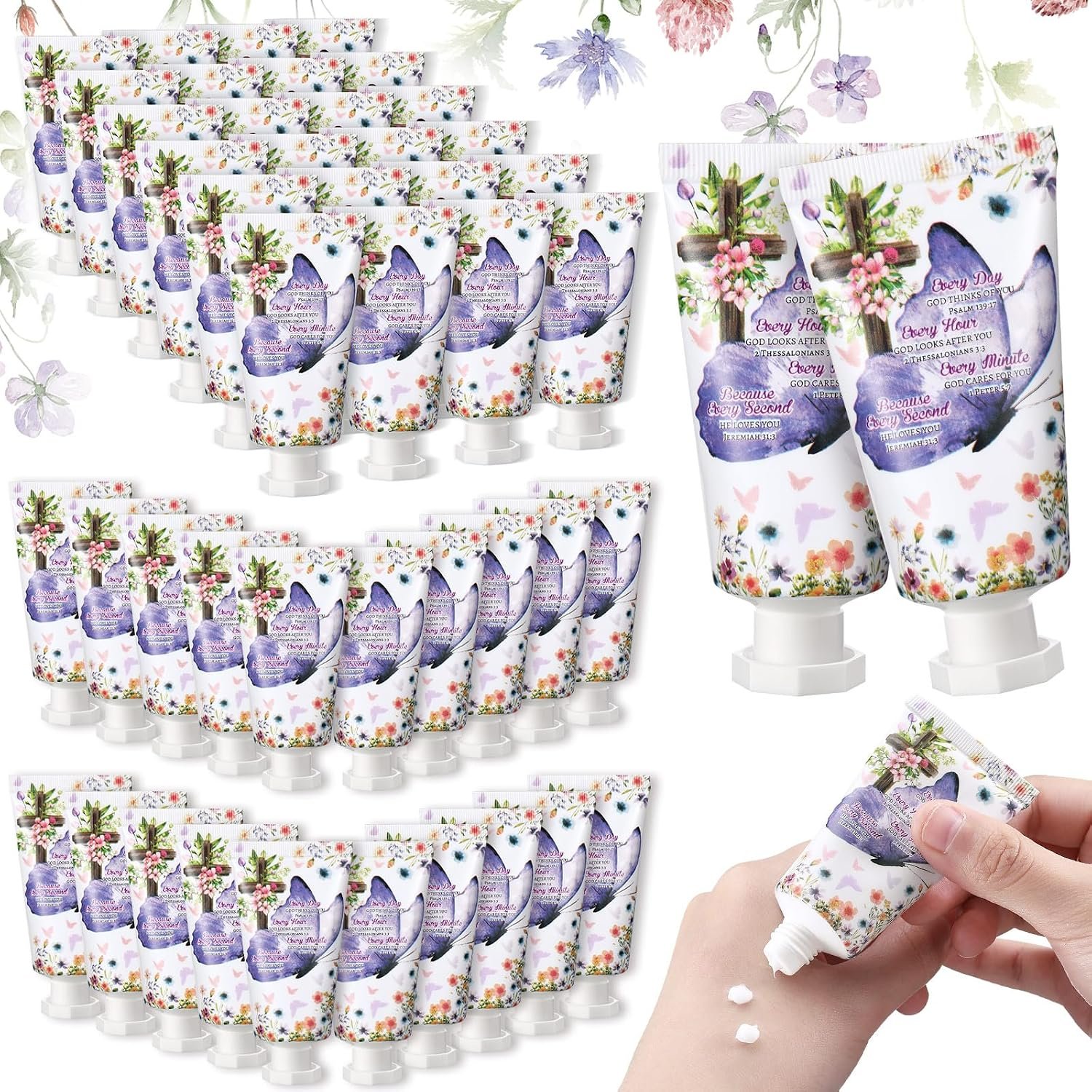 50 Pack Christian Hand Lotion Bulk Gifts for Women, Butterfly
