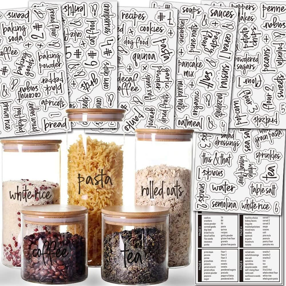 Kitchen Labels The Home Edit Labels Seasoning Labels for Containers Organization Stickers 120 Pcs Dining Room Food Stickers Waterproof Decals Numbers for Organization Canisters and Jars