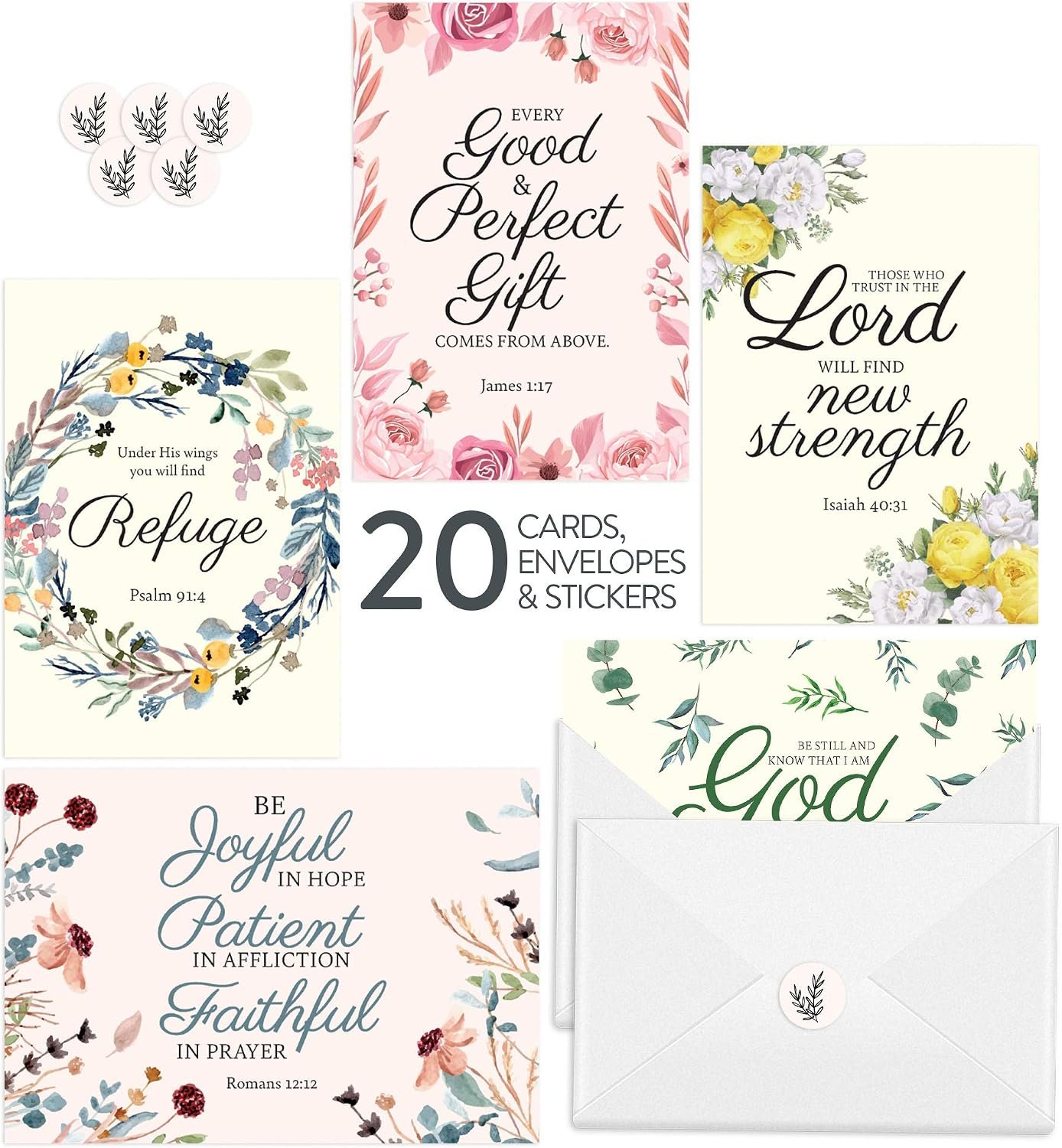 DIVERSEBEE Inspirational Christian Greeting Cards of Encouragement (Floral)