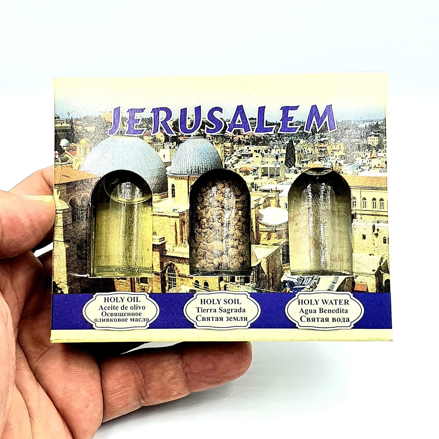 Zuluf Christian Gift Pack From The Holy Land | Catholic Keepsake Blessing Kit | Religious Holy Land Souvenirs And Gifts From Jerusalem | Holy Oil, Jordan River Water And Soil From Israel HLG001